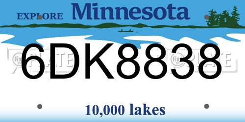 6DK8838 Minnesota License Plate