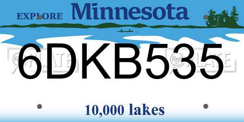 6DKB535 Minnesota License Plate