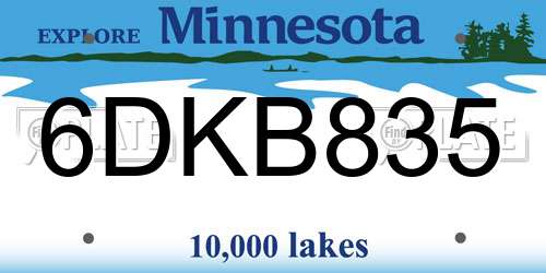 6DKB835 Minnesota License Plate