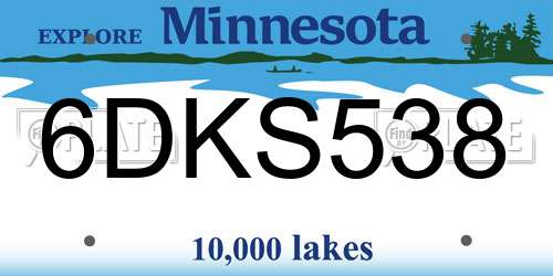 6DKS538 Minnesota License Plate