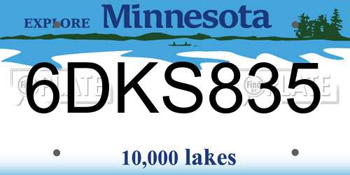 6DKS835 Minnesota License Plate