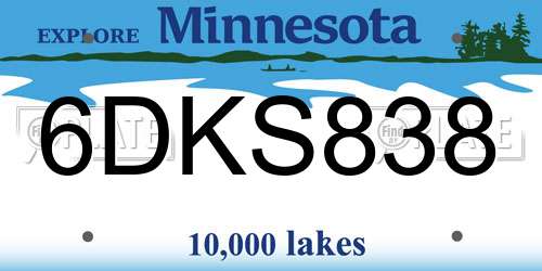 6DKS838 Minnesota License Plate