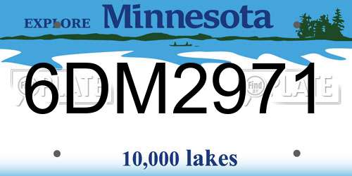 6DM2971 Minnesota License Plate