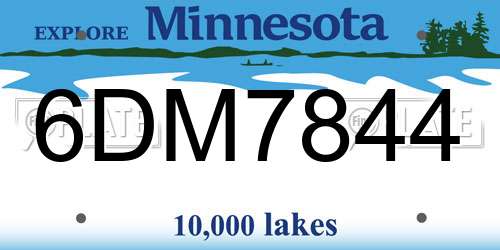 6DM7844 Minnesota License Plate