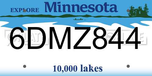 6DMZ844 Minnesota License Plate