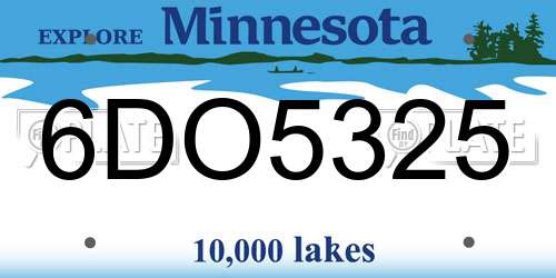 6DO5325 Minnesota License Plate