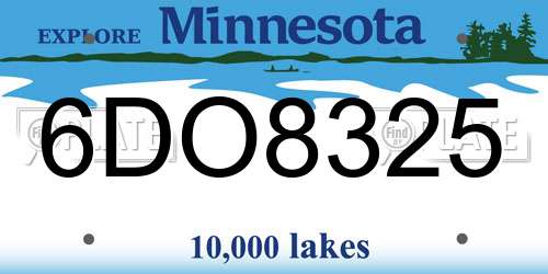 6DO8325 Minnesota License Plate