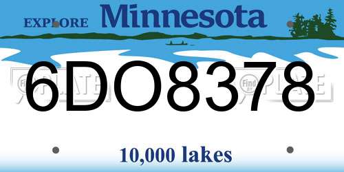 6DO8378 Minnesota License Plate