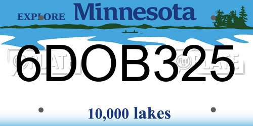 6DOB325 Minnesota License Plate