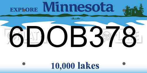 6DOB378 Minnesota License Plate