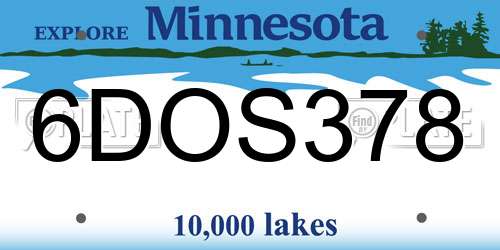 6DOS378 Minnesota License Plate