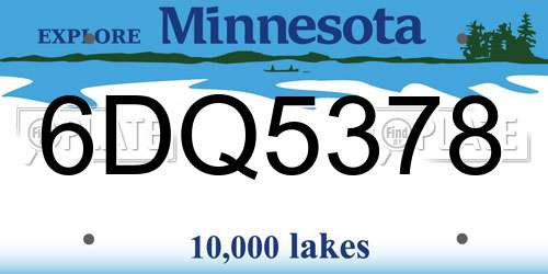 6DQ5378 Minnesota License Plate