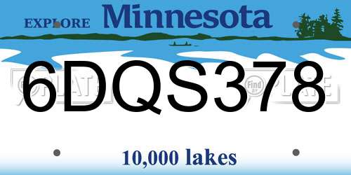 6DQS378 Minnesota License Plate