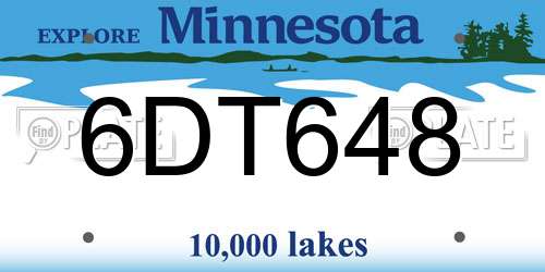 6DT648 Minnesota License Plate