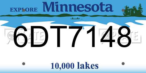6DT7148 Minnesota License Plate
