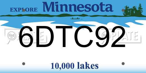 6DTC92 Minnesota License Plate