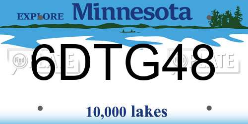 6DTG48 Minnesota License Plate