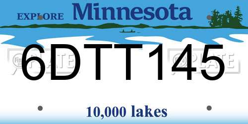 6DTT145 Minnesota License Plate