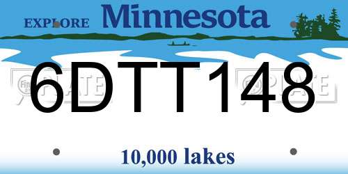 6DTT148 Minnesota License Plate