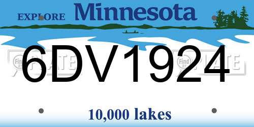 6DV1924 Minnesota License Plate
