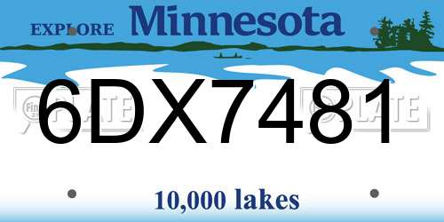 6DX7481 Minnesota License Plate