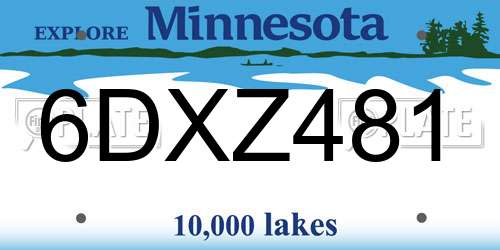 6DXZ481 Minnesota License Plate