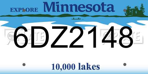 6DZ2148 Minnesota License Plate