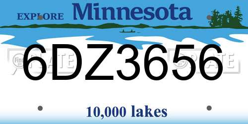 6DZ3656 Minnesota License Plate