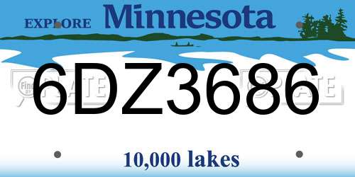 6DZ3686 Minnesota License Plate