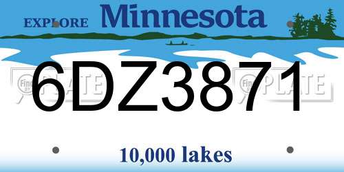 6DZ3871 Minnesota License Plate