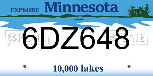 6DZ648 Minnesota License Plate