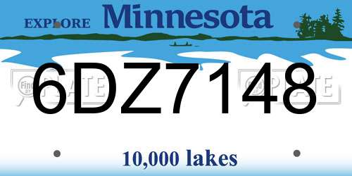6DZ7148 Minnesota License Plate