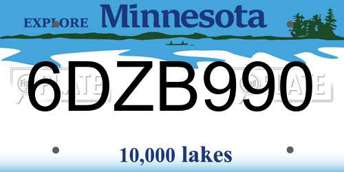 6DZB990 Minnesota License Plate
