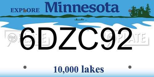 6DZC92 Minnesota License Plate