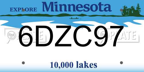 6DZC97 Minnesota License Plate