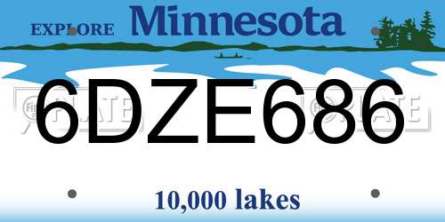 6DZE686 Minnesota License Plate