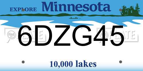 6DZG45 Minnesota License Plate