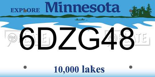 6DZG48 Minnesota License Plate