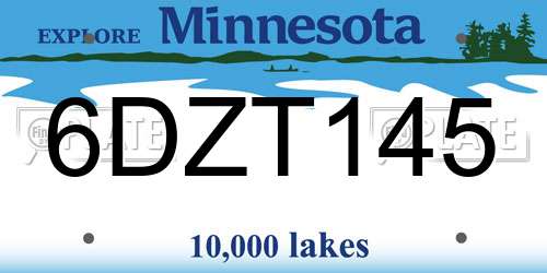 6DZT145 Minnesota License Plate