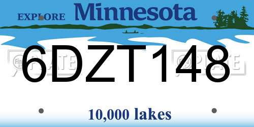 6DZT148 Minnesota License Plate
