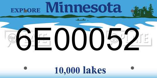 6E00052 Minnesota License Plate
