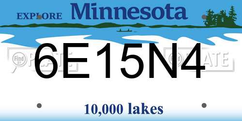 6E15N4 Minnesota License Plate
