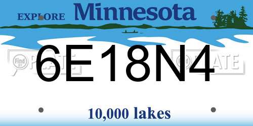 6E18N4 Minnesota License Plate