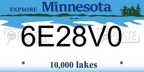 6E28V0 Minnesota License Plate