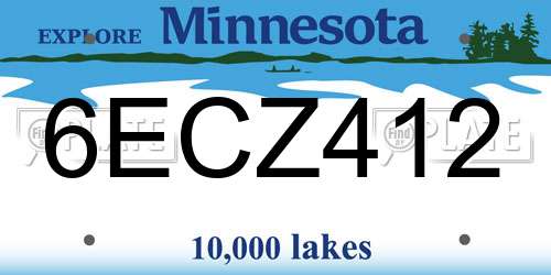6ECZ412 Minnesota License Plate