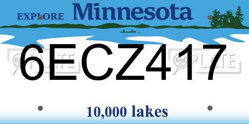 6ECZ417 Minnesota License Plate