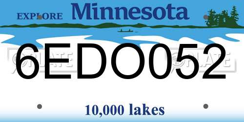 6EDO052 Minnesota License Plate
