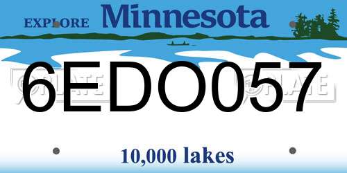 6EDO057 Minnesota License Plate