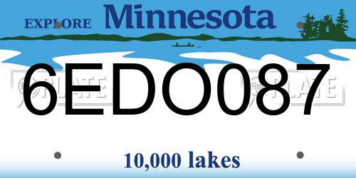 6EDO087 Minnesota License Plate
