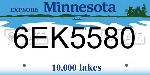 6EK5580 Minnesota License Plate